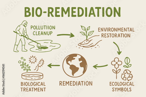 Bio-Remediation Process Diagram: Pollution Cleanup and Environmental Restoration