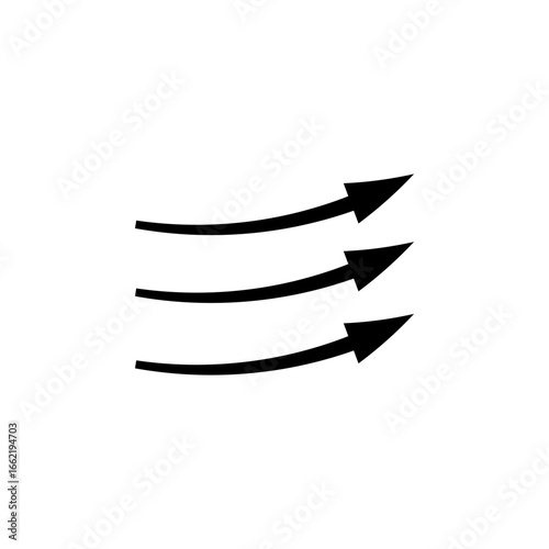 Three curved black arrows show the fluid motion and dynamic flow, indicating direction and movement.