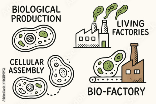 Biological Production and Cellular Assembly Concept Illustration