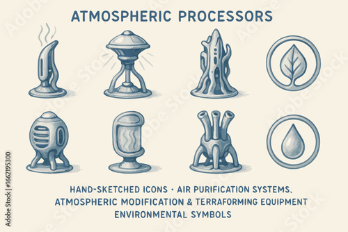 Atmospheric Processors - Hand-Sketched Environmental Icons for Terraforming