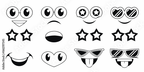 Assortment of Cartoon Faces and Features facial expression