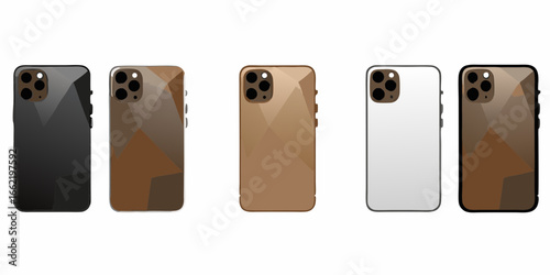 Assortment of smartphones in various colors on white background