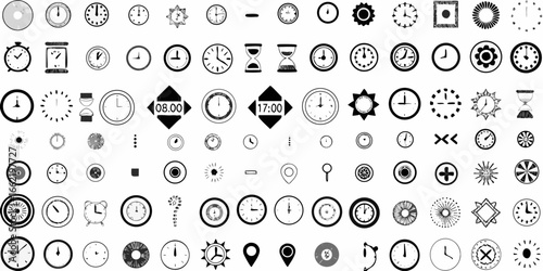 Collection of diverse clock and time icons clocks