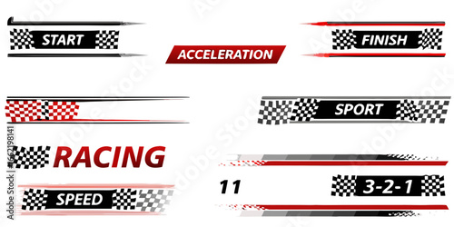 Racing start finish lines and sport speed graphics