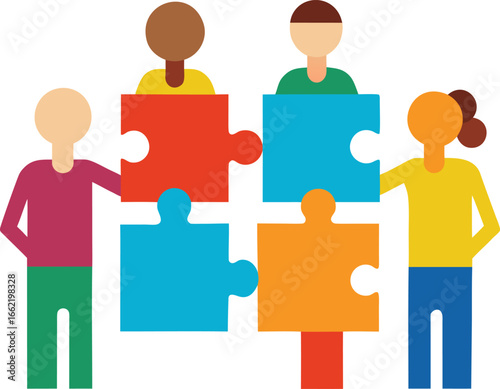 Diverse Team Joining Puzzle Pieces Together