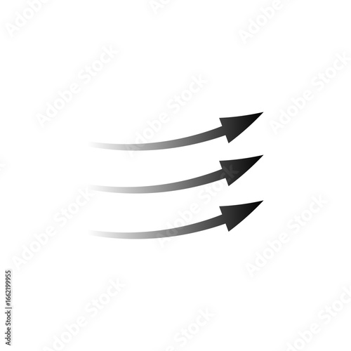 Three black arrows flow in a curved path, symbolizing movement and direction. they fade smoothly.