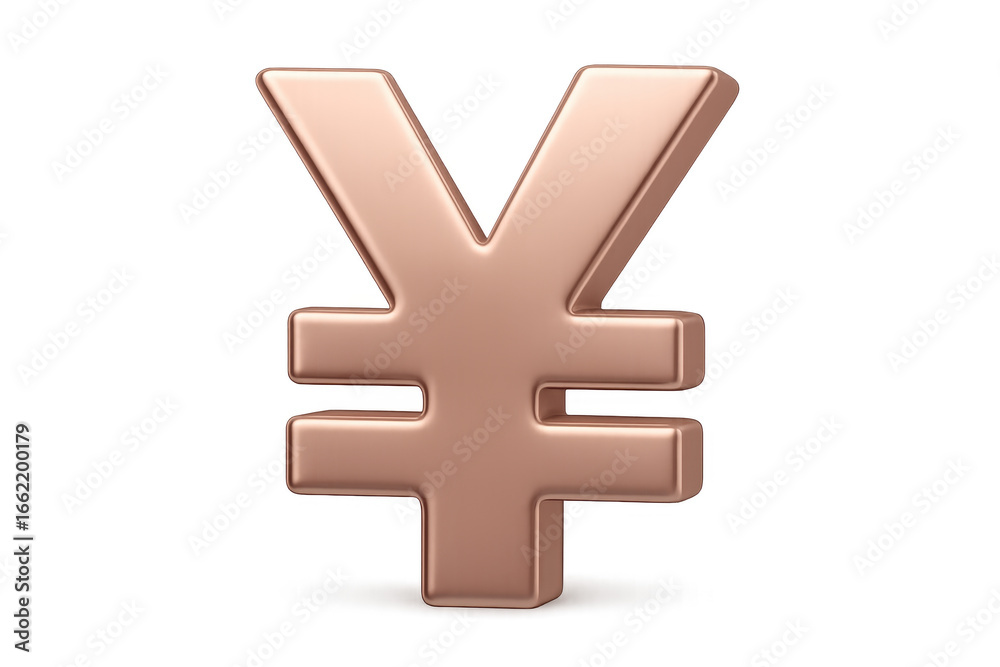 Obraz premium Rose Gold Yen Symbol Representing Japanese Currency on Transparent Background