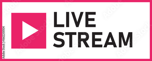 live,stream,play A vector illustration of a live stream button with a pink play icon a modern flat design for online video broadcasts social media events and real time stream
