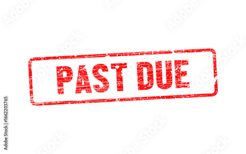 Foto Red past due stamp isolated on transparent background, indicating a late payment
