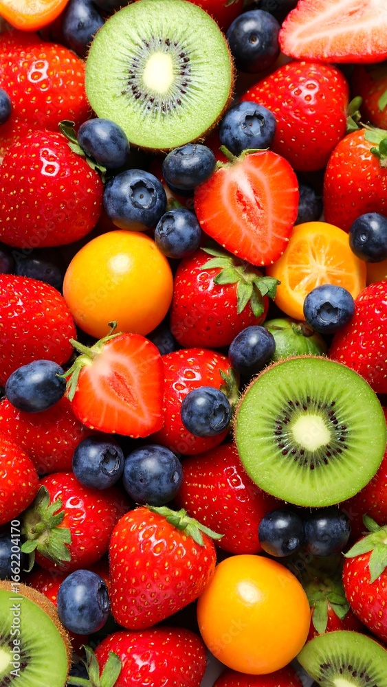 Obraz premium Vibrant mix of fresh fruits