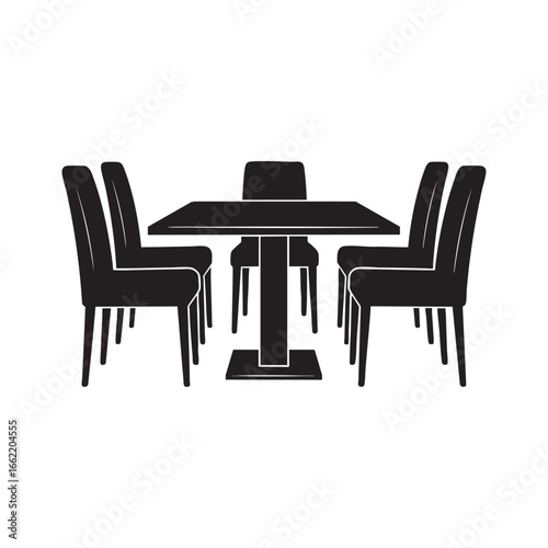 a cuple of table with chairs silhouette 