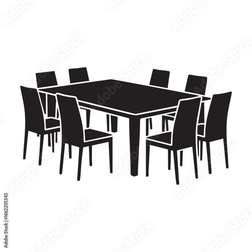 a cuple of table with chairs silhouette 