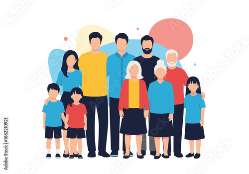 Diverse group of people representing multigenerational family connections and support