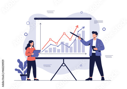 Business analytics and financial growth strategy presentation visuals showing upswing trends