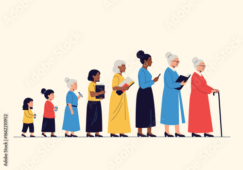 Visualizing the journey of life stages from childhood to old age depicting human growth