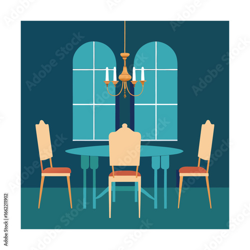 Elegant Dining Room with Glass Table Upholstered Chairs