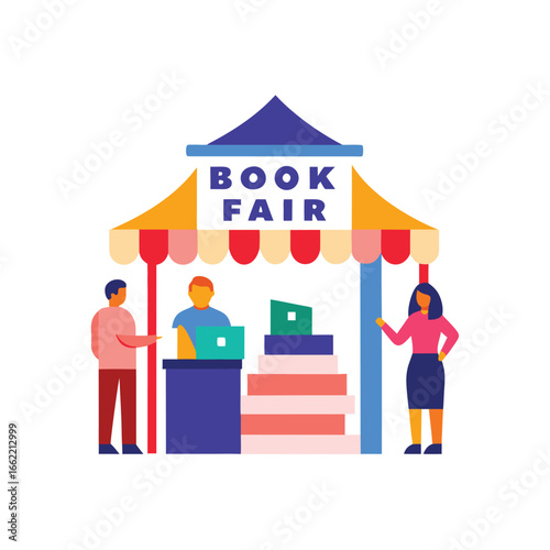 outdoor book fair stalls visitors