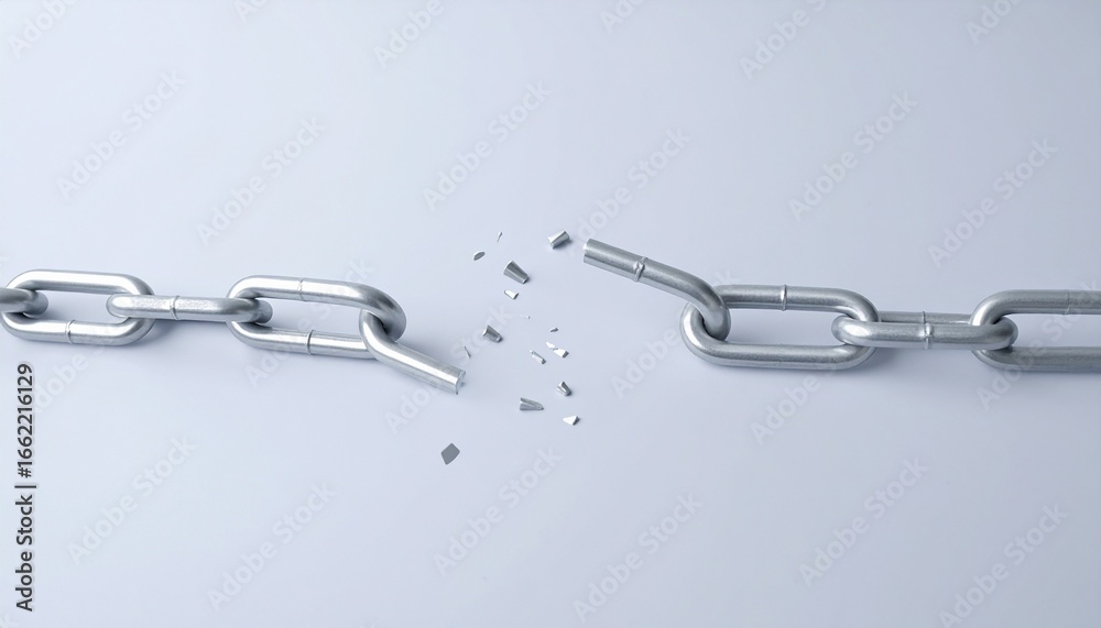Obraz premium broken chain on a white background
