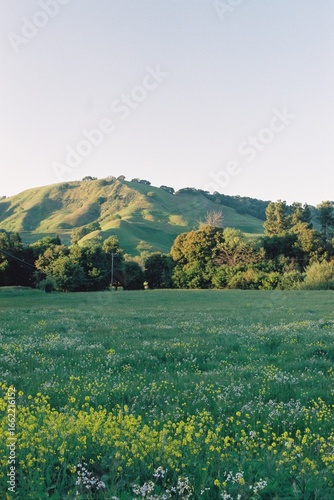 Sunset hills in the countryside in northern california