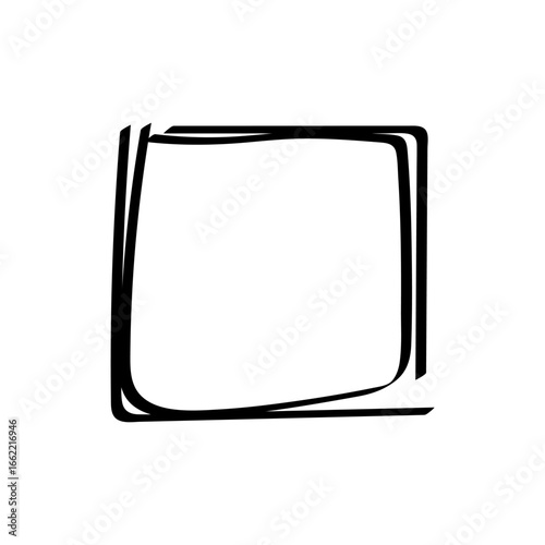 Sketch style open square checkbox icon with hand drawn outline design. it is empty and without filling.