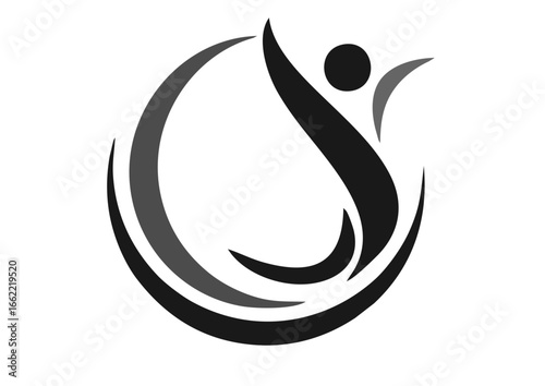 black and white vector illustration of an abstract symbol people