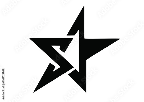 black and white star