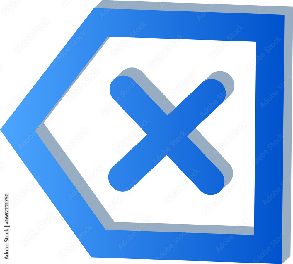 Obraz premium Gradient blue 3D Cross Symbol Icon Isolated on Transparent Background