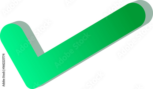 gradient green 3D Check Mark Icon Isolated on Transparent Background