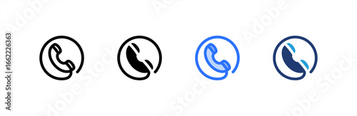 Phone icon set multiple style collection. Vector illustration.