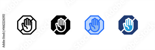 Ad Block icon set multiple style collection. Vector illustration.