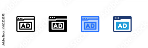 Ad icon set multiple style collection. Vector illustration.