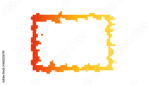 Bright mosaic pixel frame in red and yellow with a retro 8 bit style ideal for decorative projects.