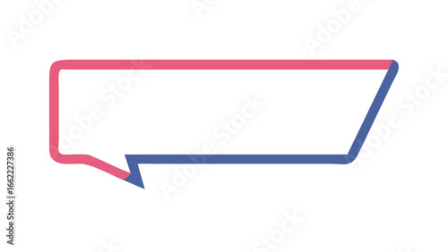 Illustration of a speech bubble with a pink top and a blue bottom on a white background
