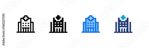 Hospital icon set multiple style collection. Vector illustration.