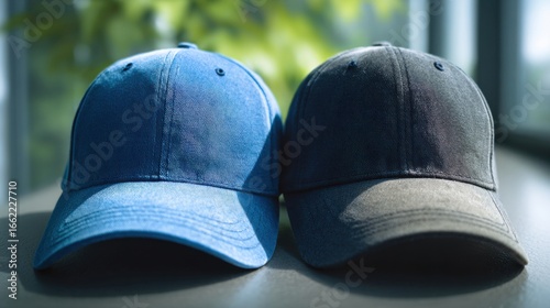 two hats sitting on top of a table