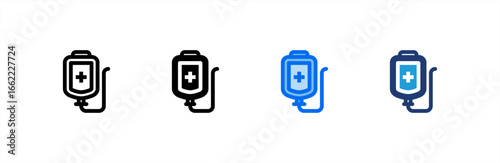 Blood Bag icon set multiple style collection. Vector illustration.