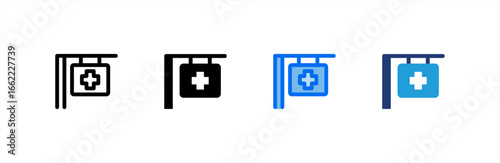 Hospital Sign icon set multiple style collection. Vector illustration.