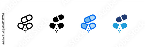 Capsule icon set multiple style collection. Vector illustration.