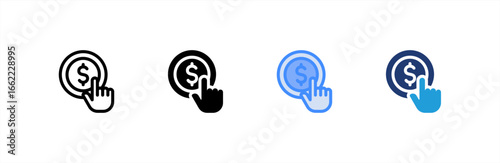 Pay Per Click icon set multiple style collection. Vector illustration.