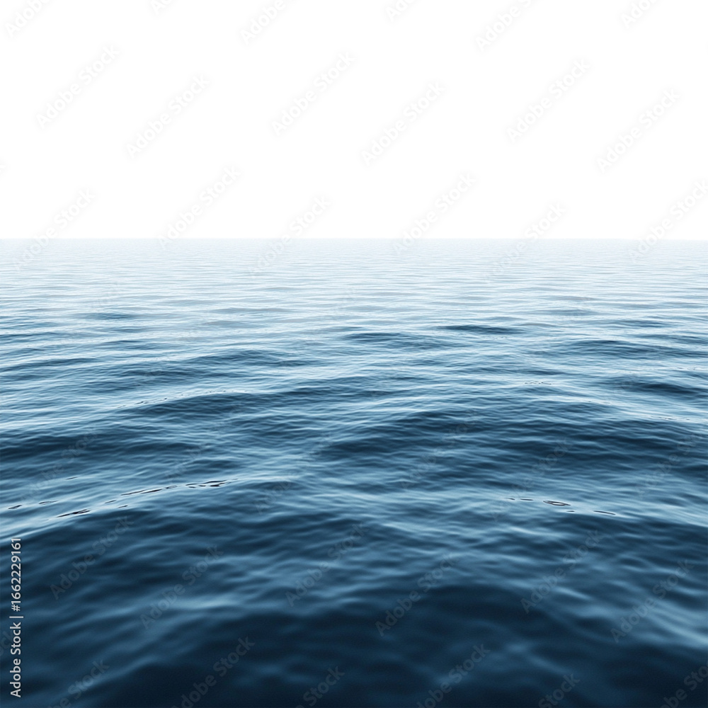 Naklejka premium A peaceful ocean horizon representing calm and mindfulness, isolated on white background