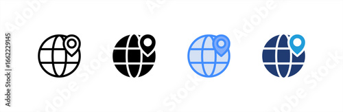 Globe icon set multiple style collection. Vector illustration.
