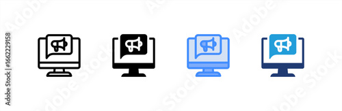 Broadcast icon set multiple style collection. Vector illustration.