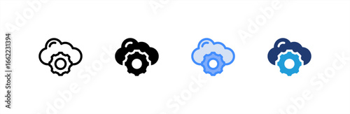 Cloud Settings icon set multiple style collection. Vector illustration.
