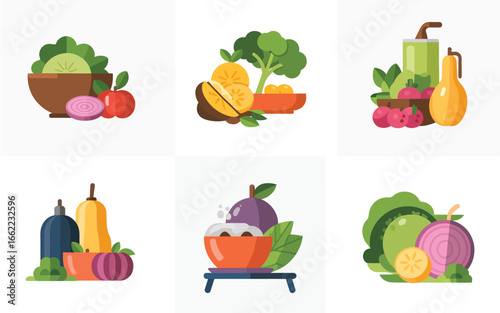 Healthy food ingredients and smoothies for a balanced diet