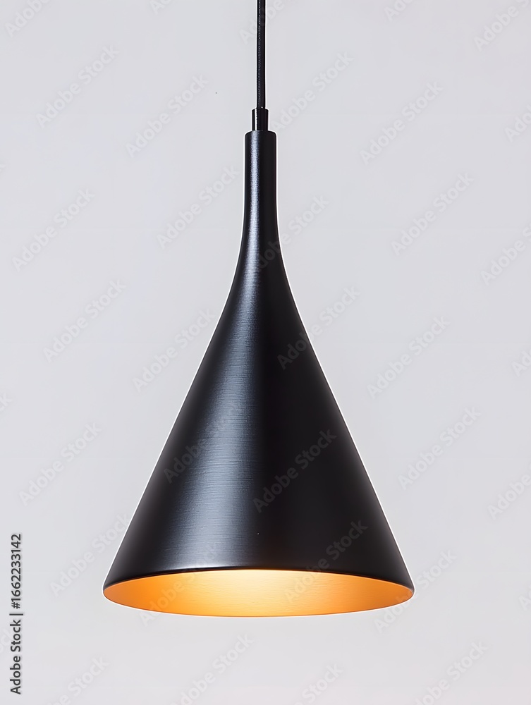 Fototapeta premium Modern Black Pendant Lamp for Home Decor and Interior Lighting – Stylish Industrial Design & Minimalist Ceiling Fixture