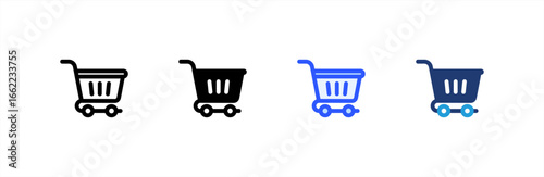 Shopping Cart icon set multiple style collection. Vector illustration.