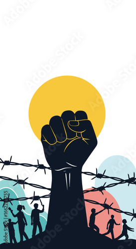 United people rise against oppression breaking barriers for freedom and hope