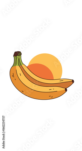 Tropical sun and ripe bananas delightful fruit illustration
