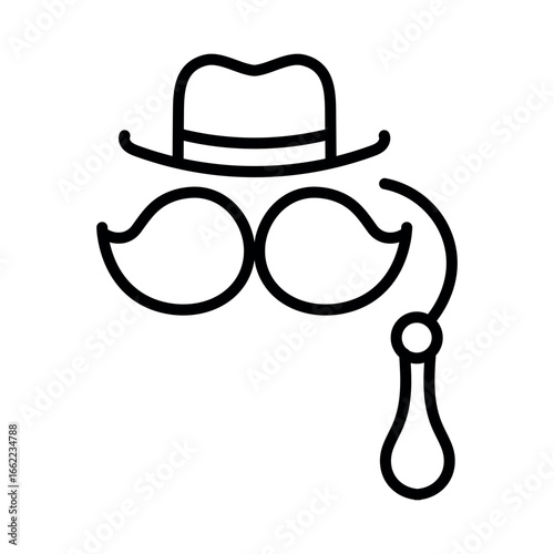 Gentleman's disguise hat mustache monocle vector