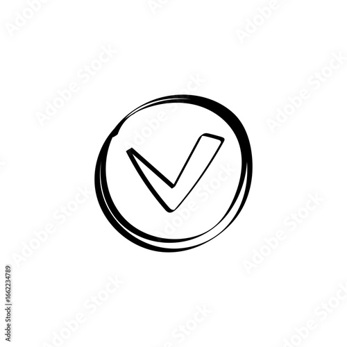 Free Download Hand drawn circular checkbox icon featuring a sketch style checkmark, ideal for confirmation use. - GFXLoad